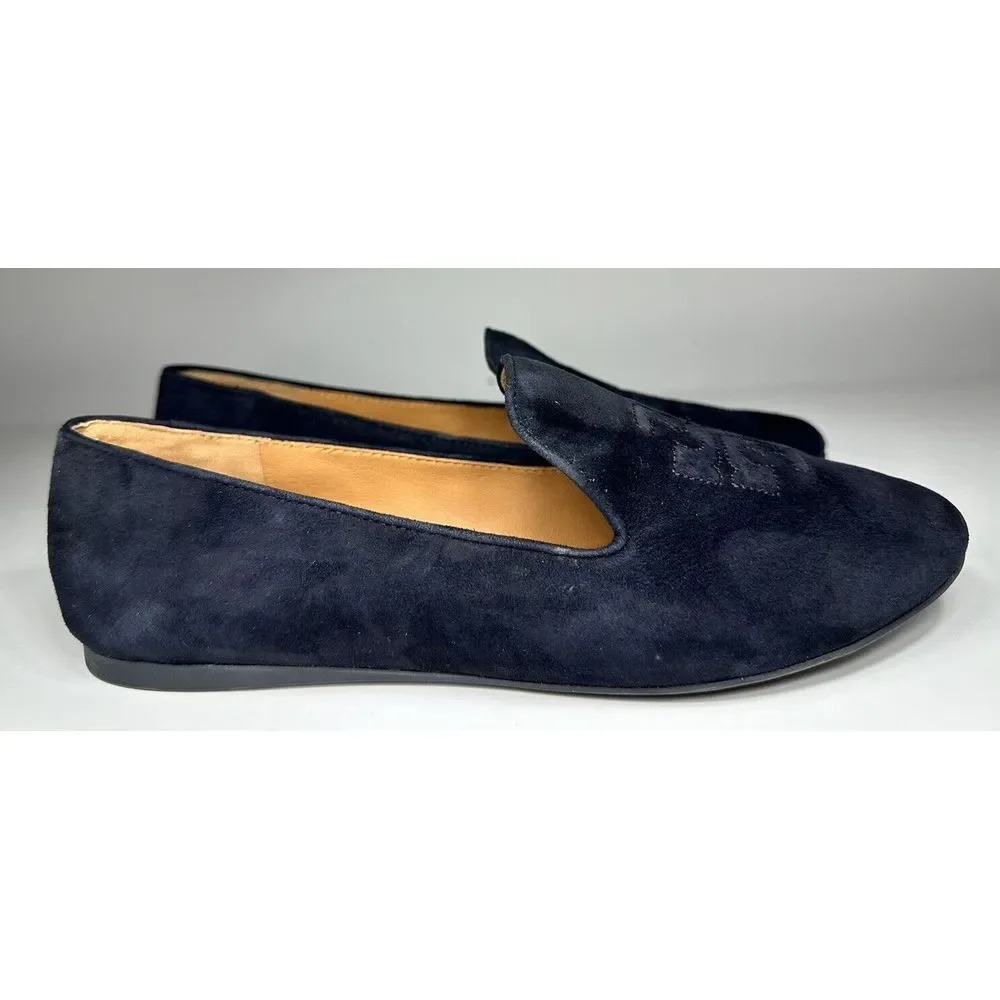 Tory Burch Womens Ruby Smoking Slippers Black Suede Womens Size 8M‎